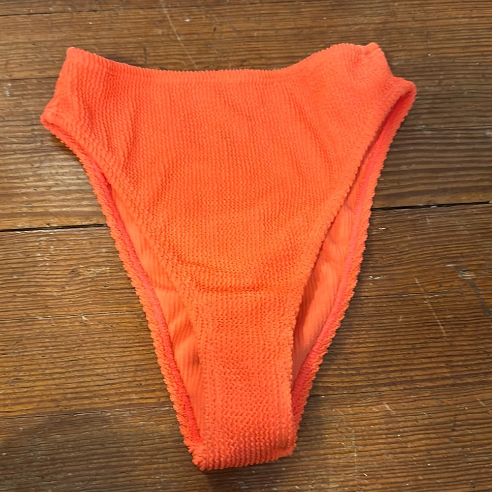 Good American bright orange swim bottoms 00/0 textured/ribbed